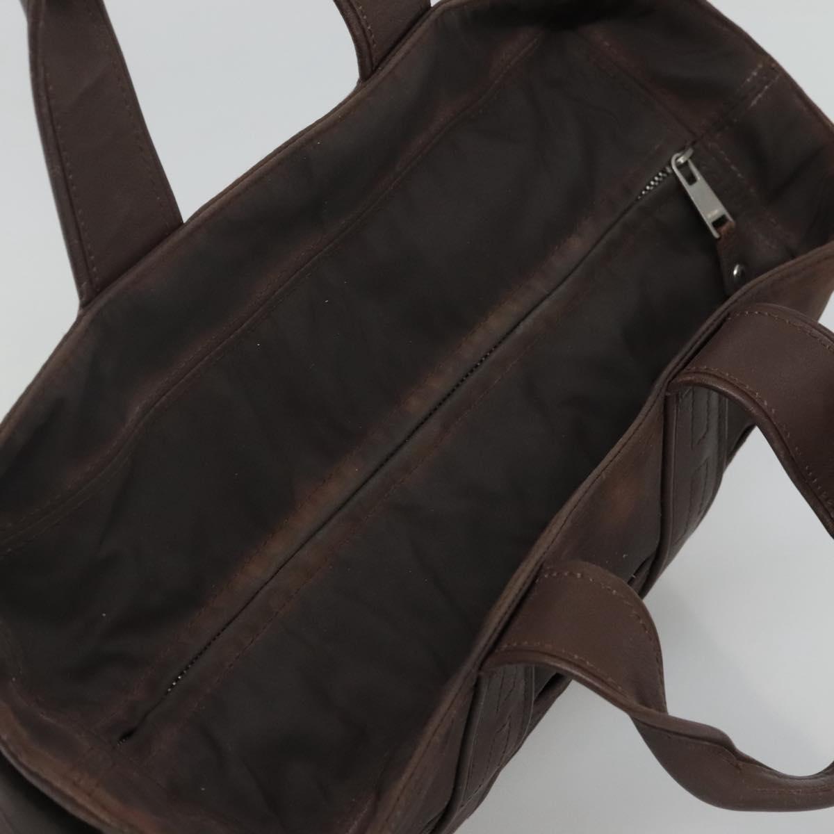 HERMES Acape Luco PM Hand Bag Nylon Brown Auth bs22799