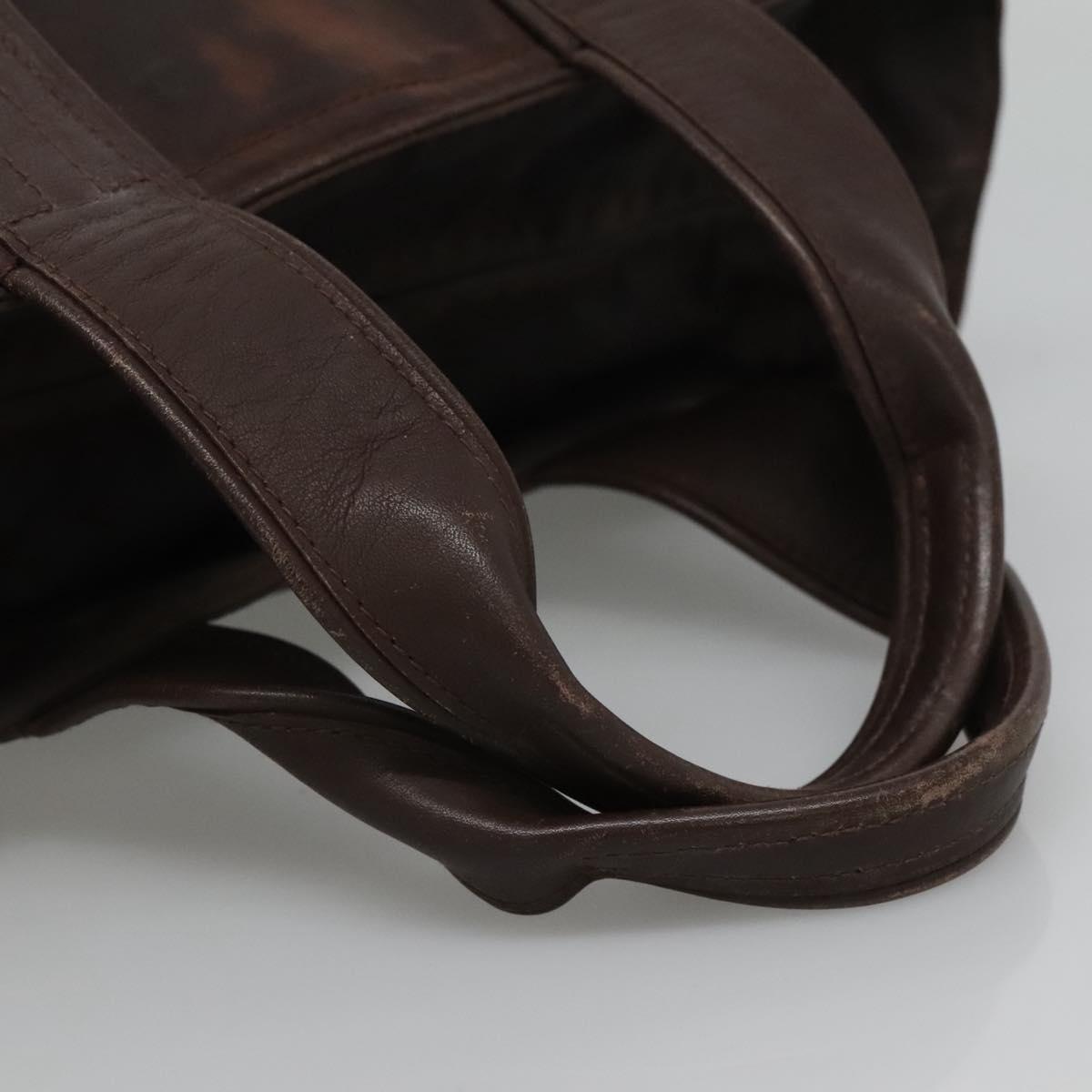 HERMES Acape Luco PM Hand Bag Nylon Brown Auth bs22799