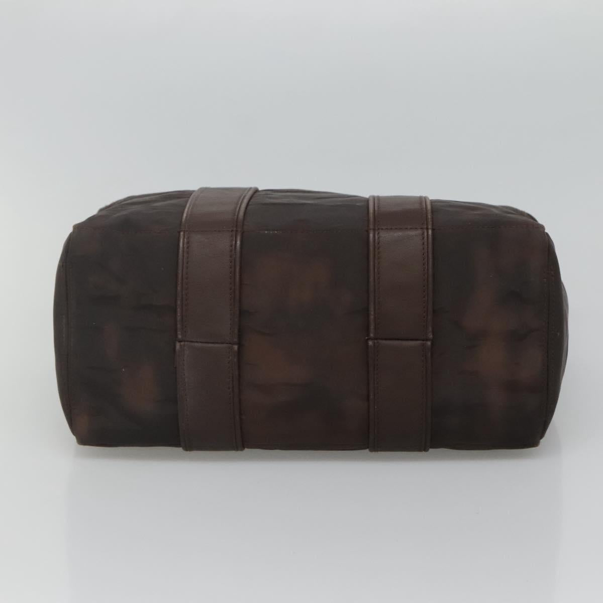 HERMES Acape Luco PM Hand Bag Nylon Brown Auth bs22799