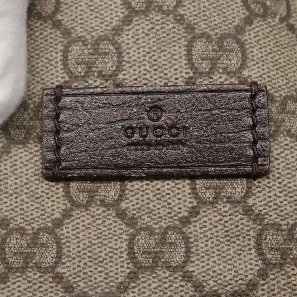 GUCCI GG Supreme Hand Bag PVC Beige Brown Silver 141976 Auth bs22810