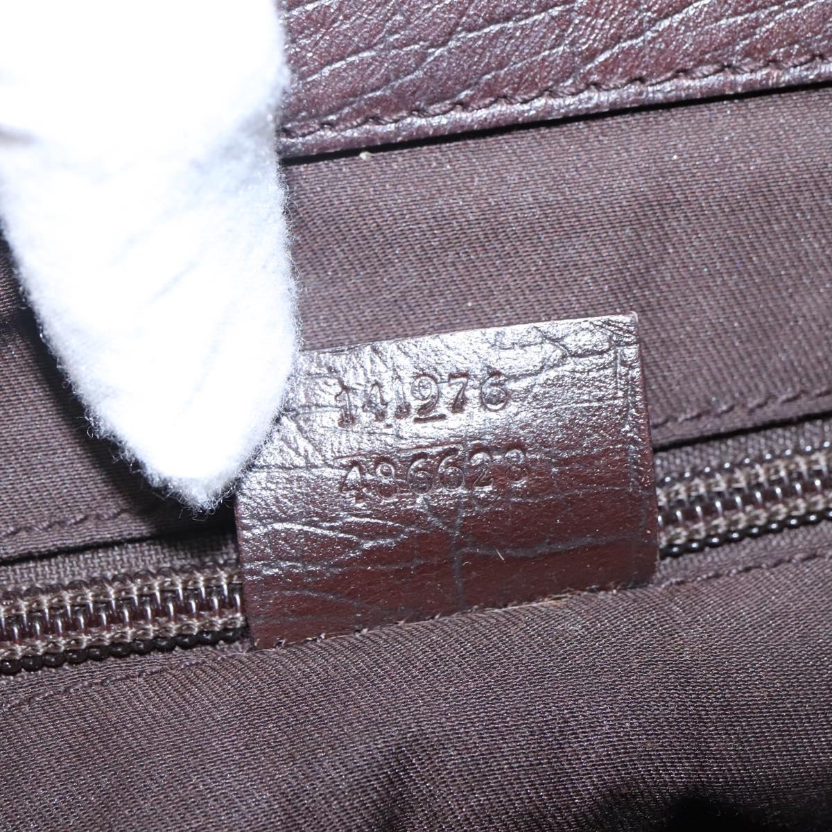 GUCCI GG Supreme Hand Bag PVC Beige Brown Silver 141976 Auth bs22810