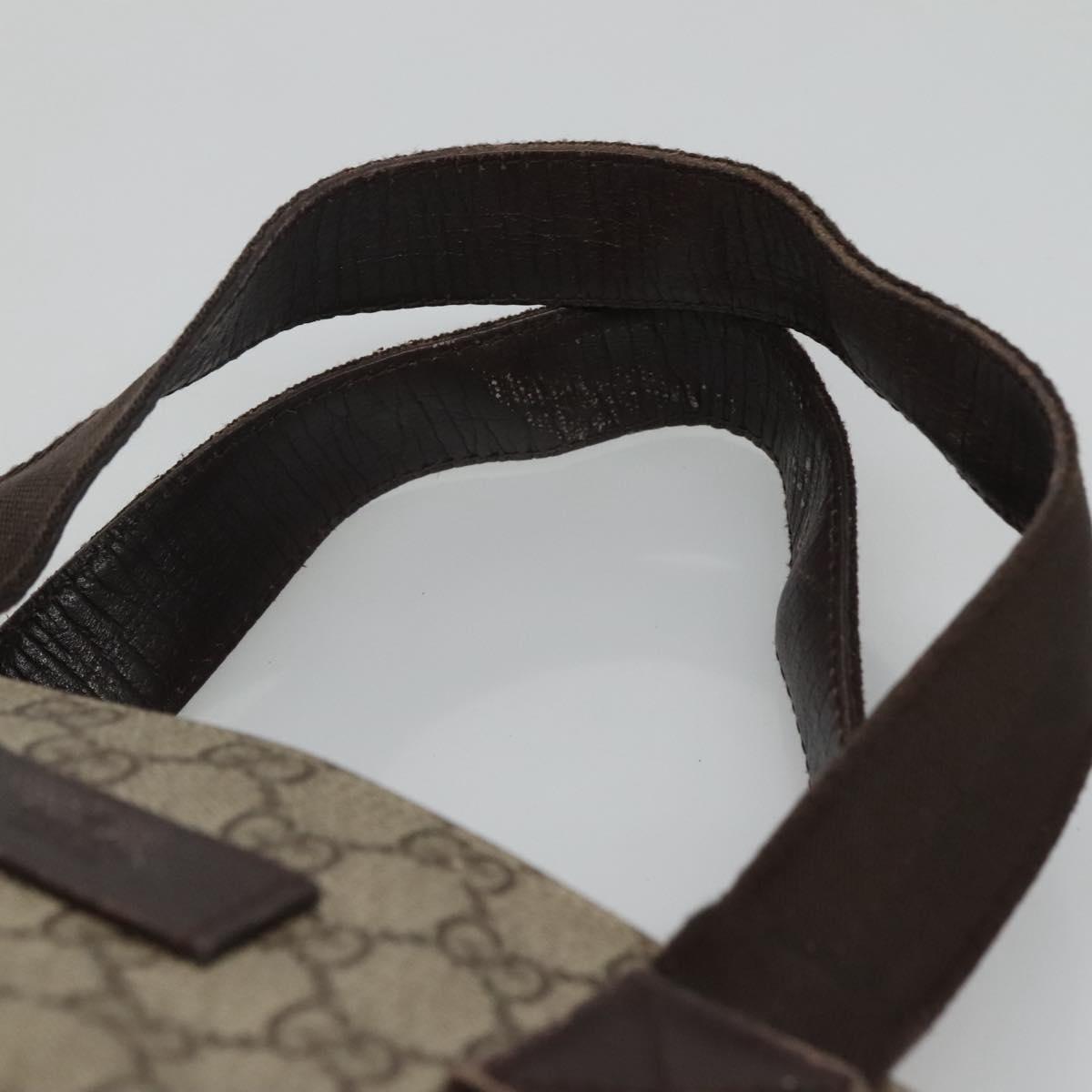 GUCCI GG Supreme Hand Bag PVC Beige Brown Silver 141976 Auth bs22810