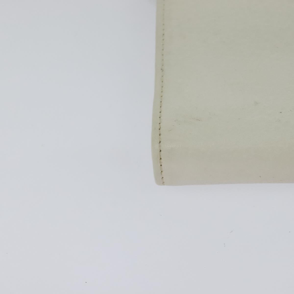 Christian Dior Chain Wallet Leather White Silver Auth bs22820