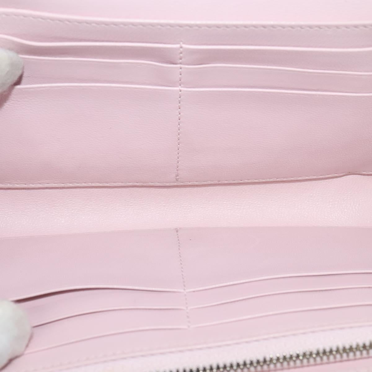 Christian Dior Chain Wallet Leather White Silver Auth bs22820