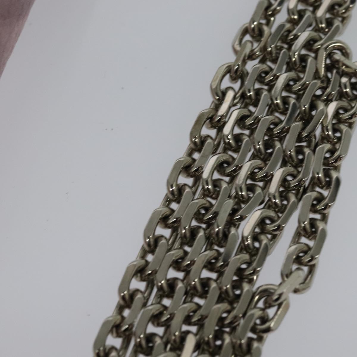 Christian Dior Chain Wallet Leather White Silver Auth bs22820