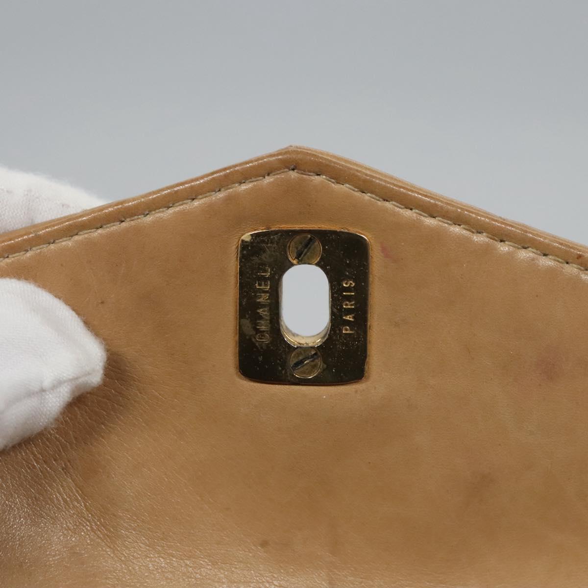 CHANEL Matelasse Chain Waist bag Lamb Skin Beige Gold CC Auth bs22827