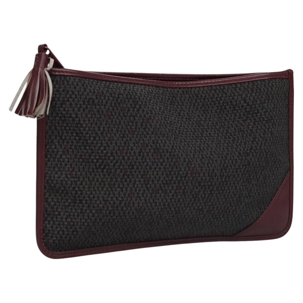 SAINT LAURENT Pouch PVC Leather Gray Auth bs22836