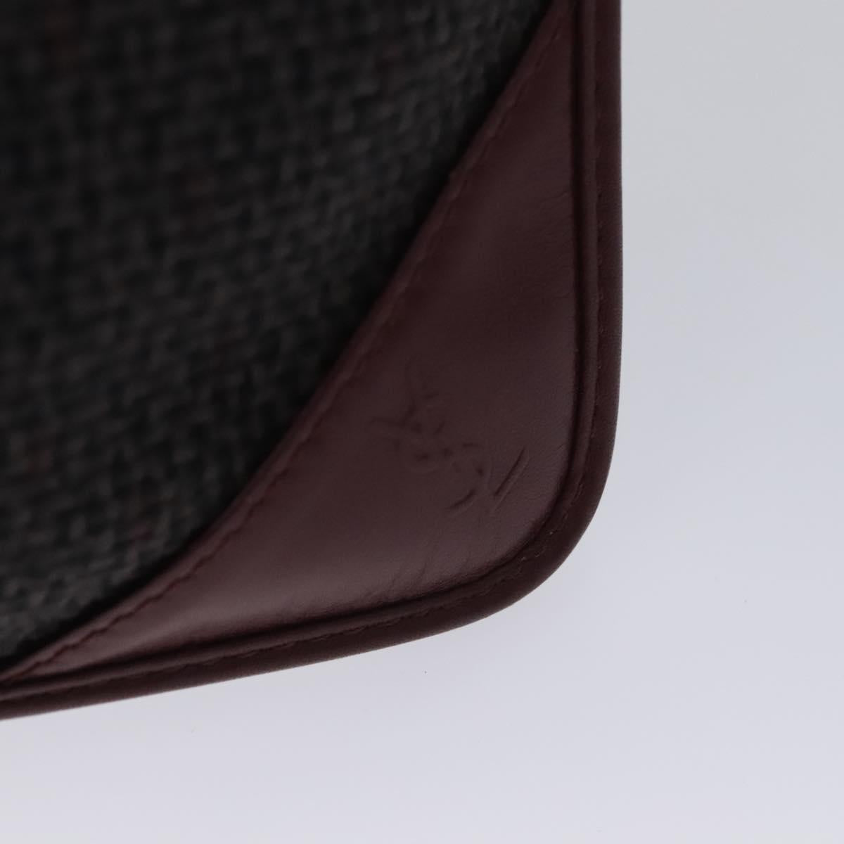 SAINT LAURENT Pouch PVC Leather Gray Auth bs22836