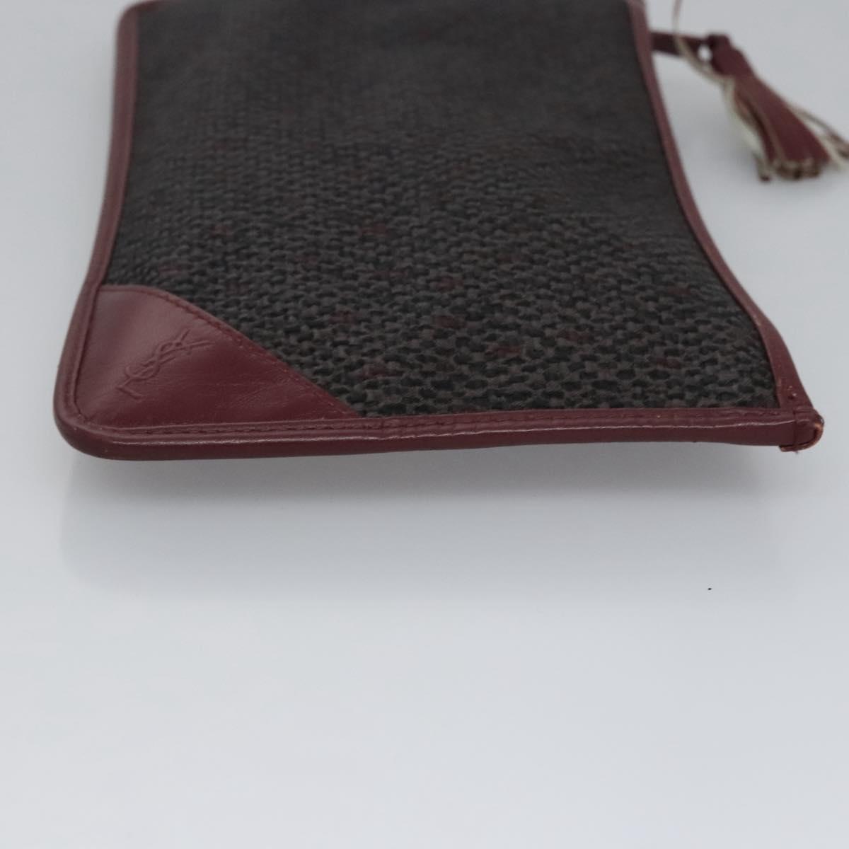 SAINT LAURENT Pouch PVC Leather Gray Auth bs22836