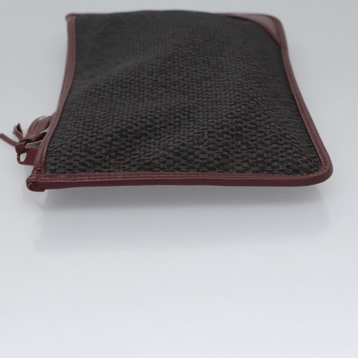 SAINT LAURENT Pouch PVC Leather Gray Auth bs22836