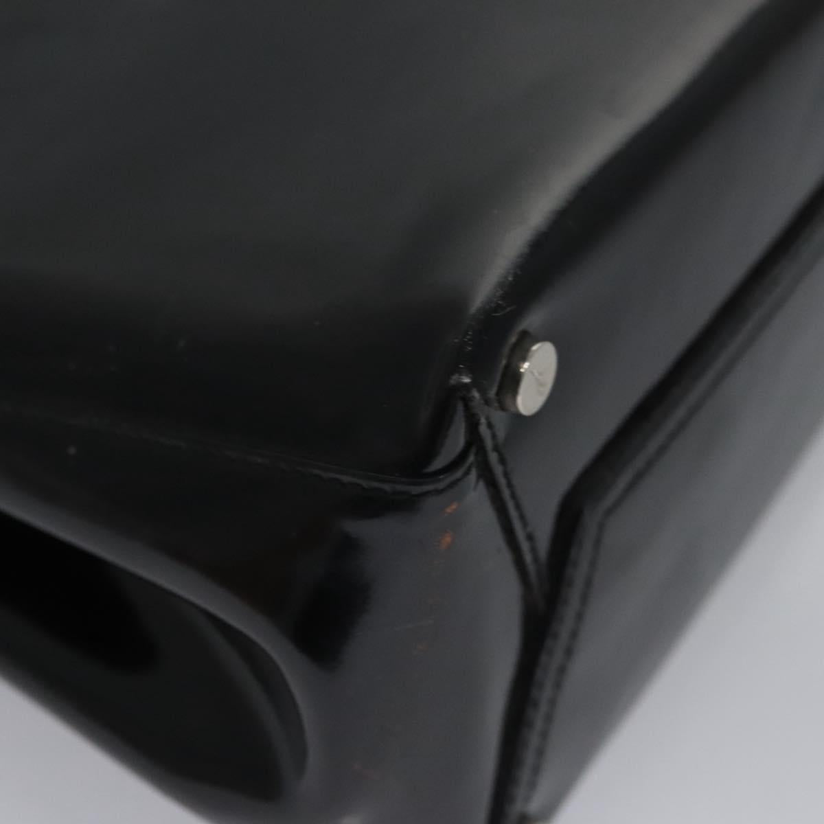 Salvatore Ferragamo Vala Hand Bag Enamel Black Auth bs22866