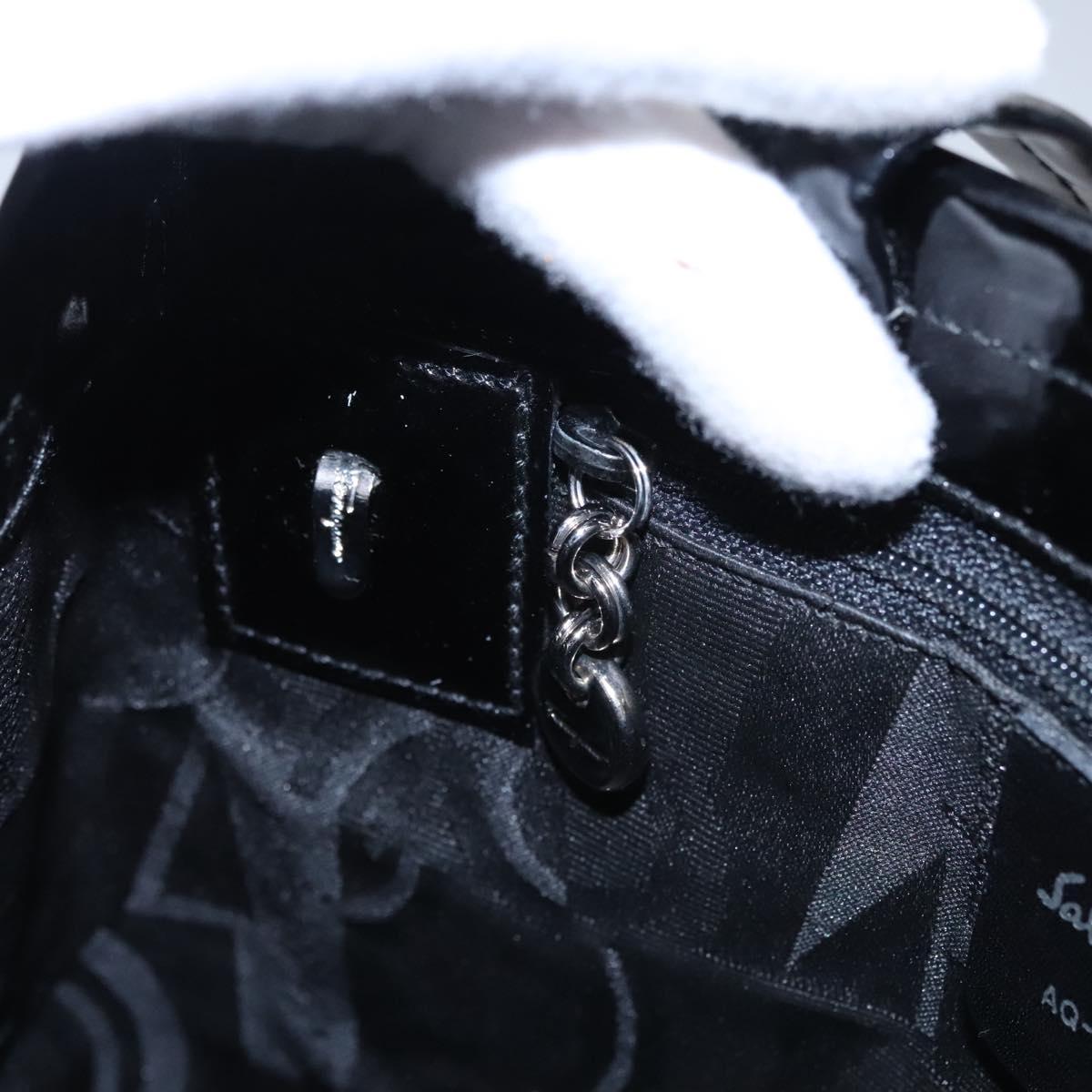 Salvatore Ferragamo Vala Hand Bag Enamel Black Auth bs22866