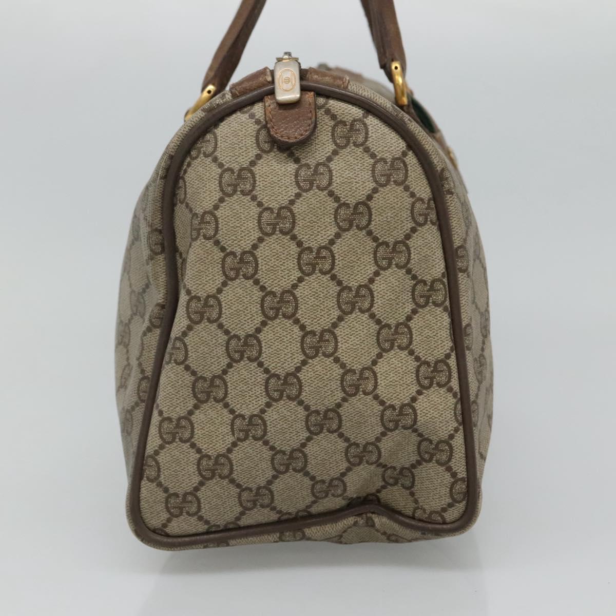 GUCCI GG Supreme Web Sherry Line Boston Bag PVC Beige Green Red Auth bs22874
