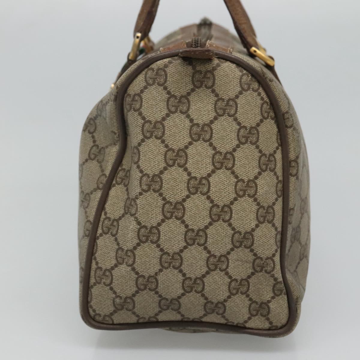 GUCCI GG Supreme Web Sherry Line Boston Bag PVC Beige Green Red Auth bs22874