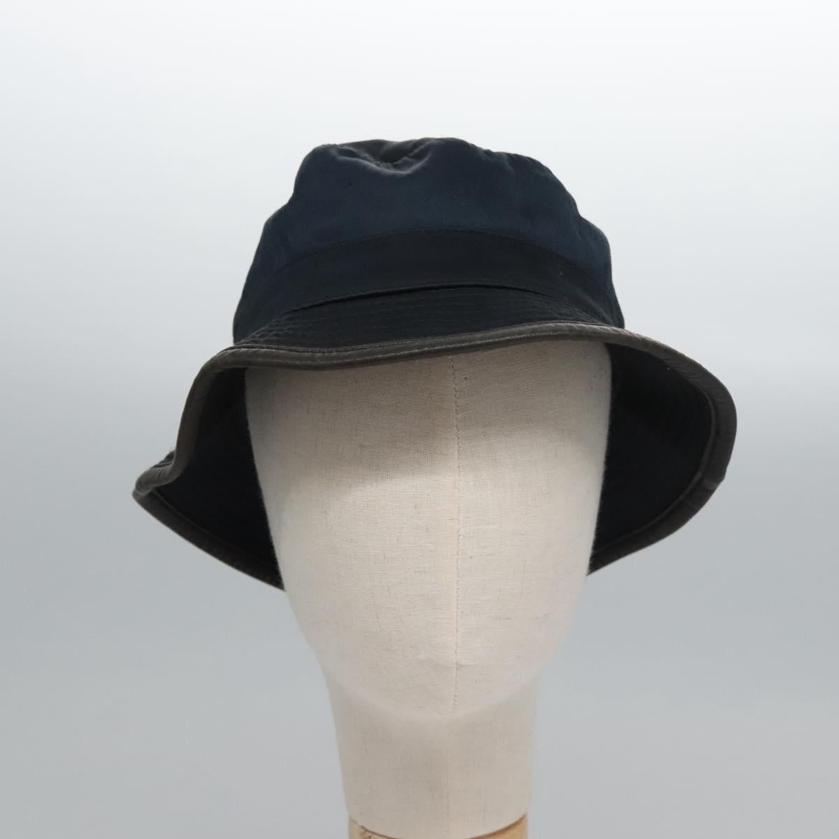 HERMES Hat Cotton 2Set Black Navy Auth bs22904