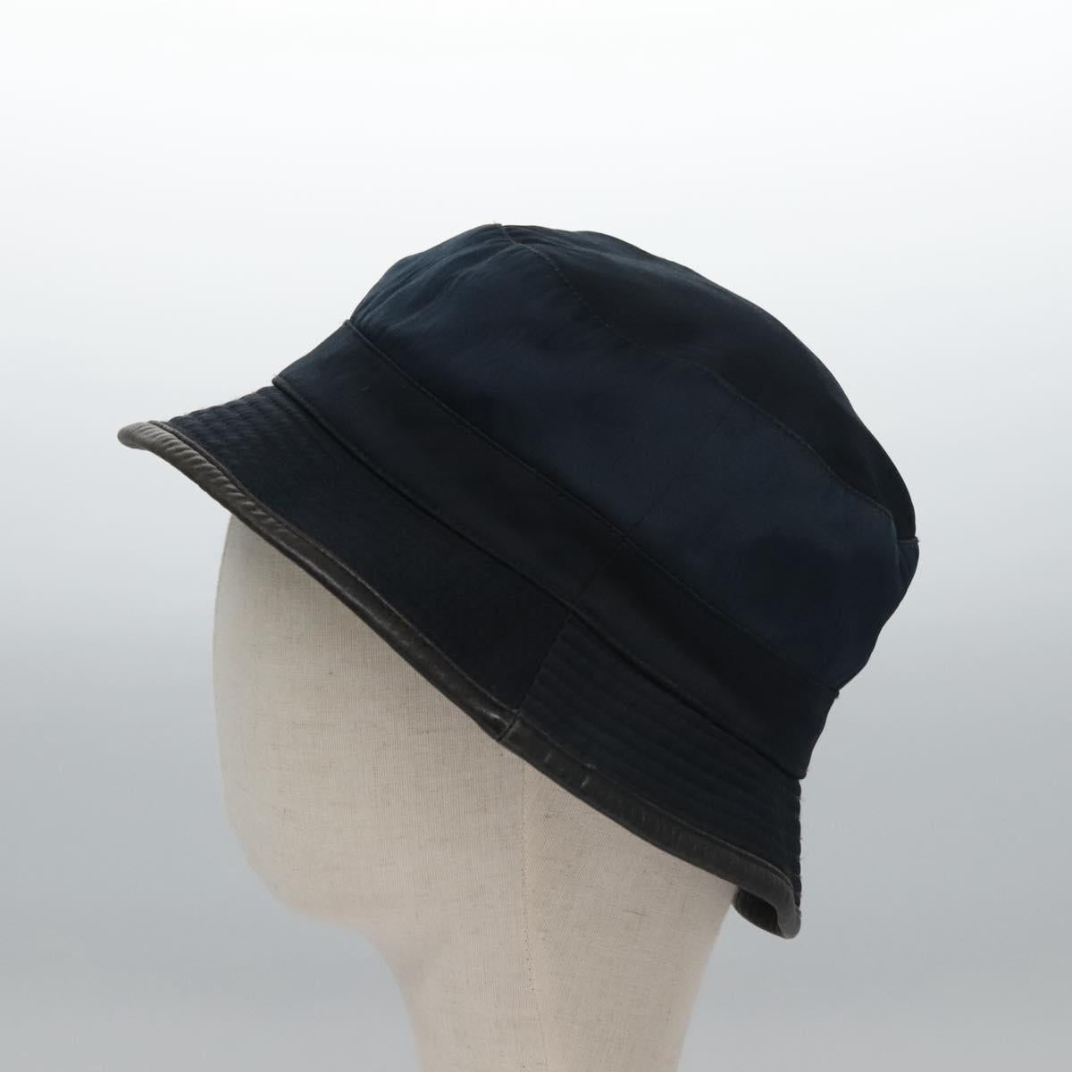 HERMES Hat Cotton 2Set Black Navy Auth bs22904