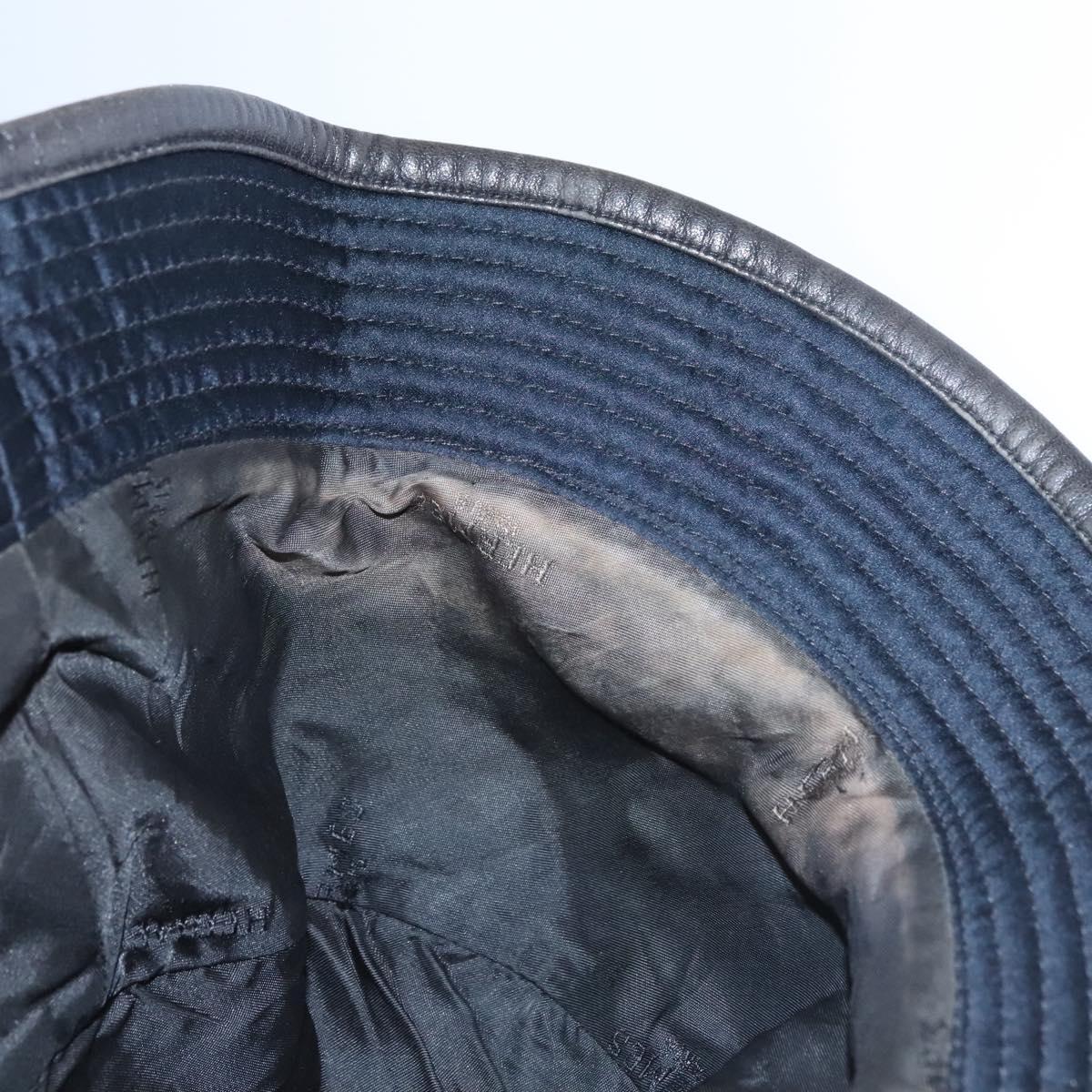 HERMES Hat Cotton 2Set Black Navy Auth bs22904