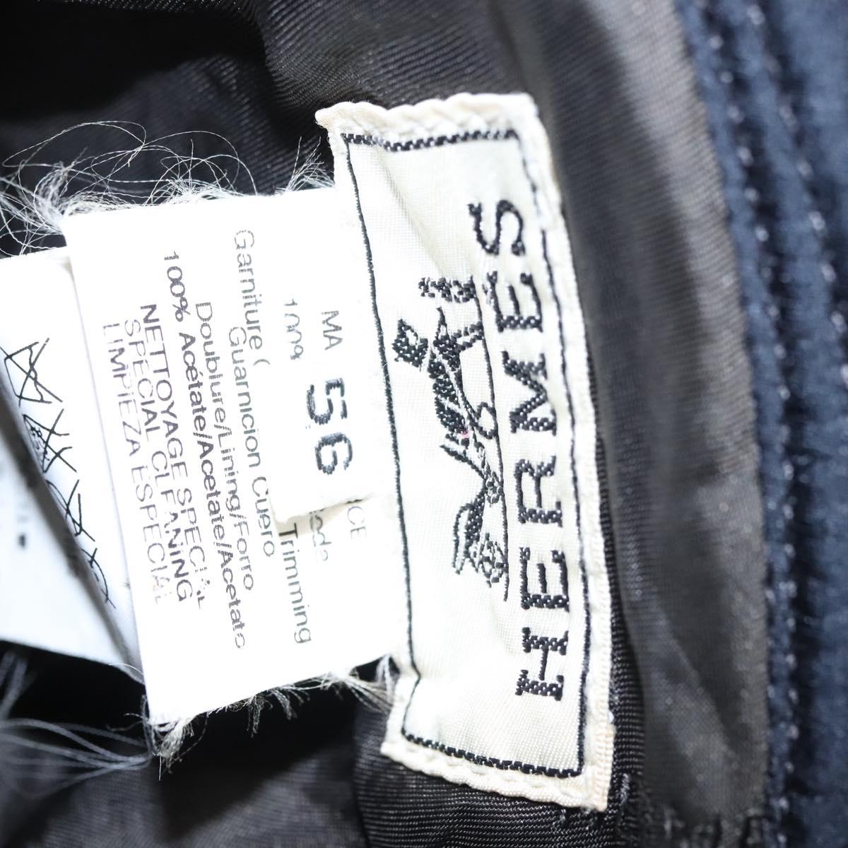 HERMES Hat Cotton 2Set Black Navy Auth bs22904