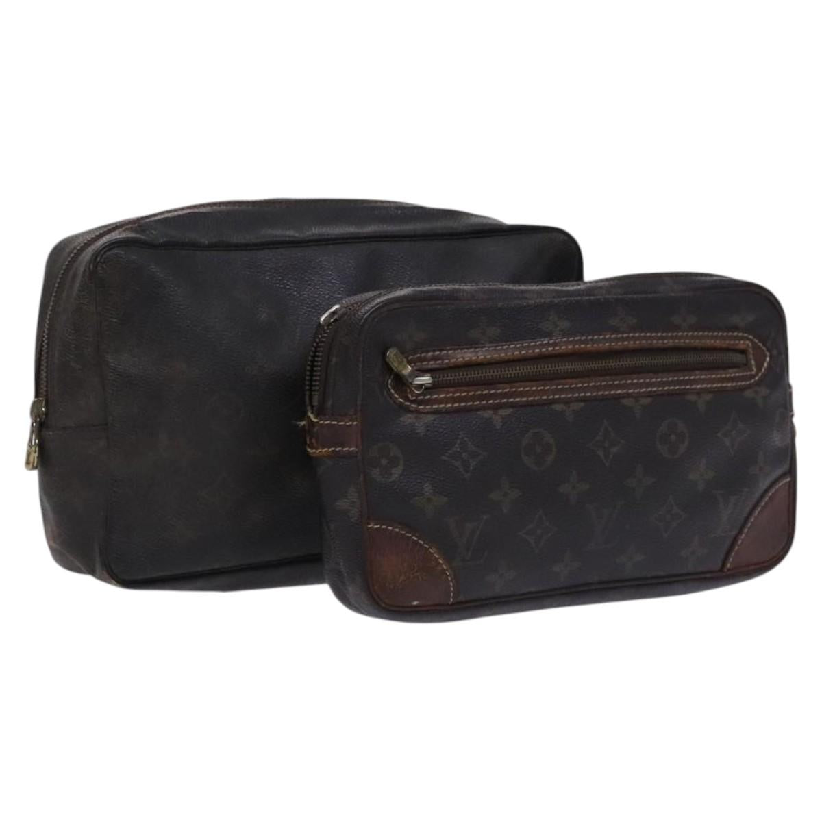 LOUIS VUITTON Monogram Clutch Bag 2 Set LV Auth bs22909