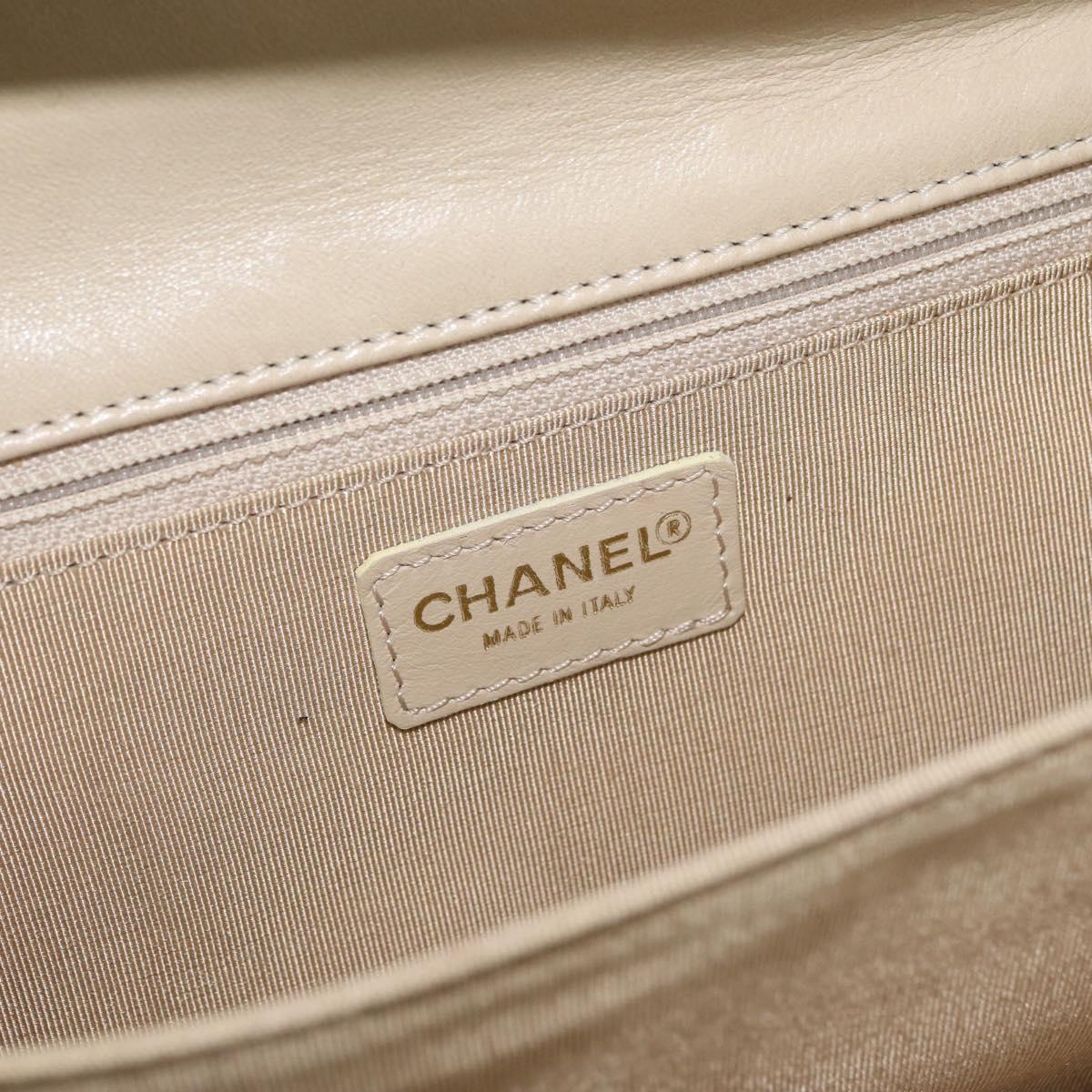 CHANEL Chain Shoulder Bag Patent leather Yellow Gold CC Auth bs22911