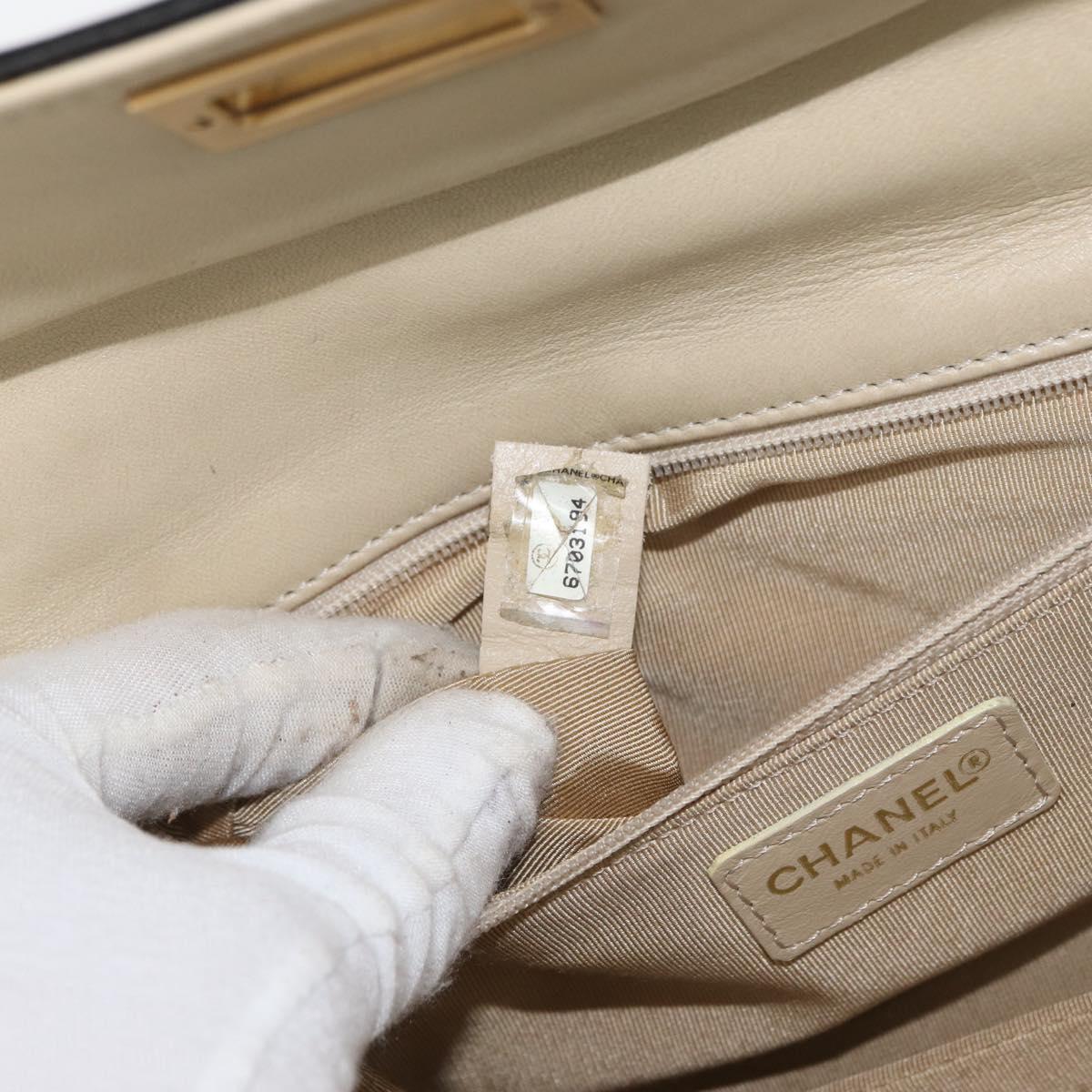 CHANEL Chain Shoulder Bag Patent leather Yellow Gold CC Auth bs22911