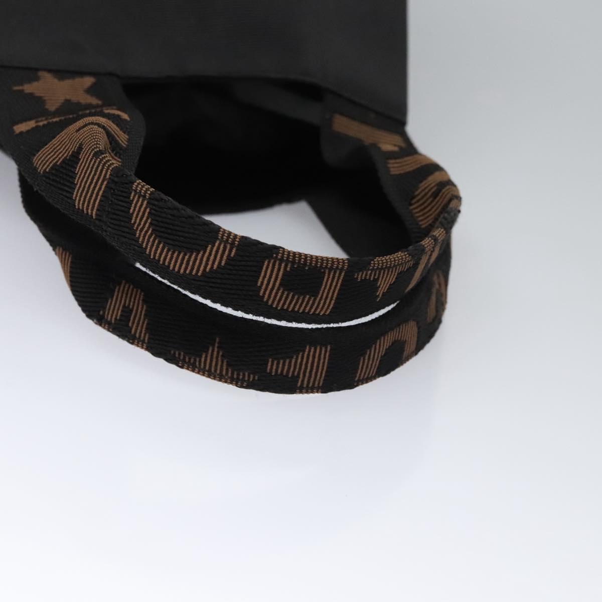 FENDI Hand Bag Nylon Brown Black Silver Auth bs22947