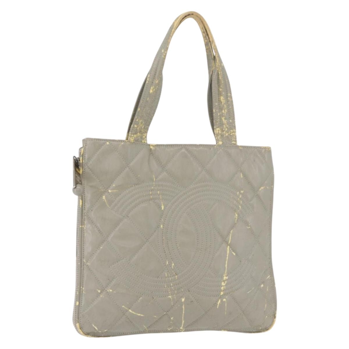 CHANEL Tote Bag Patent leather Gray CC Auth bs22950