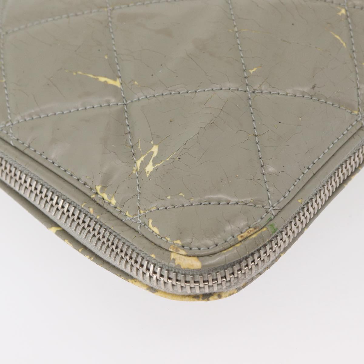 CHANEL Tote Bag Patent leather Gray CC Auth bs22950
