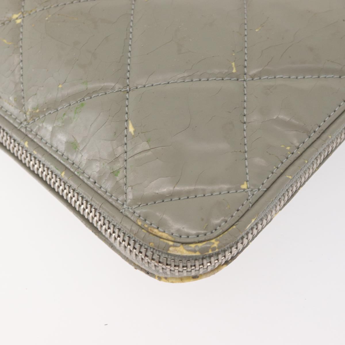 CHANEL Tote Bag Patent leather Gray CC Auth bs22950