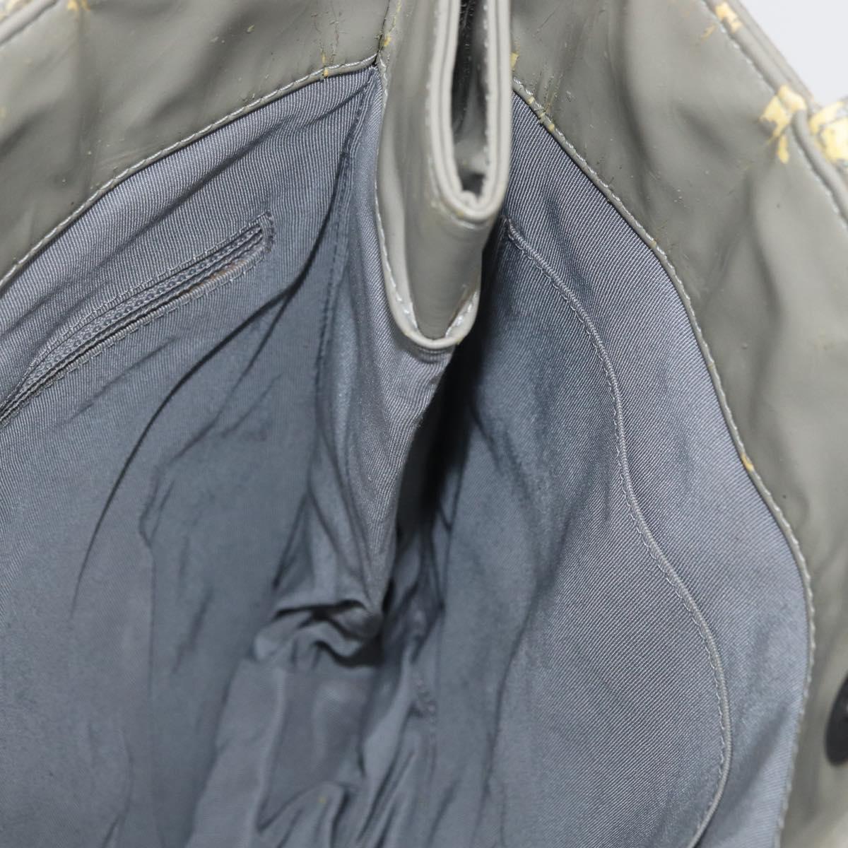 CHANEL Tote Bag Patent leather Gray CC Auth bs22950