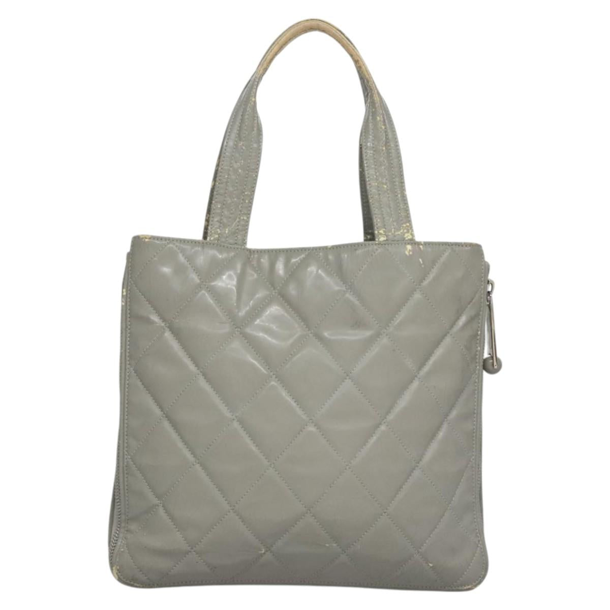 CHANEL Tote Bag Patent leather Gray CC Auth bs22950