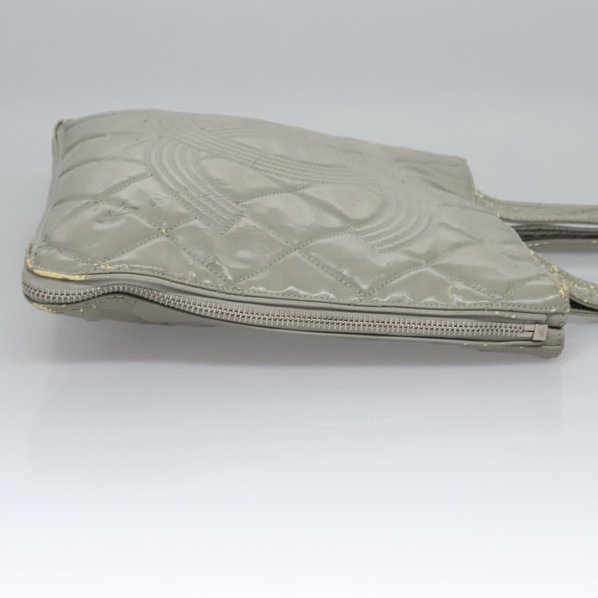 CHANEL Tote Bag Patent leather Gray CC Auth bs22950