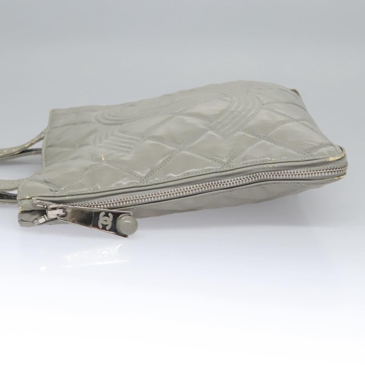 CHANEL Tote Bag Patent leather Gray CC Auth bs22950