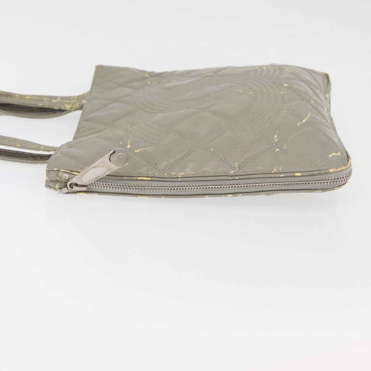 CHANEL Tote Bag Patent leather Gray CC Auth bs22950