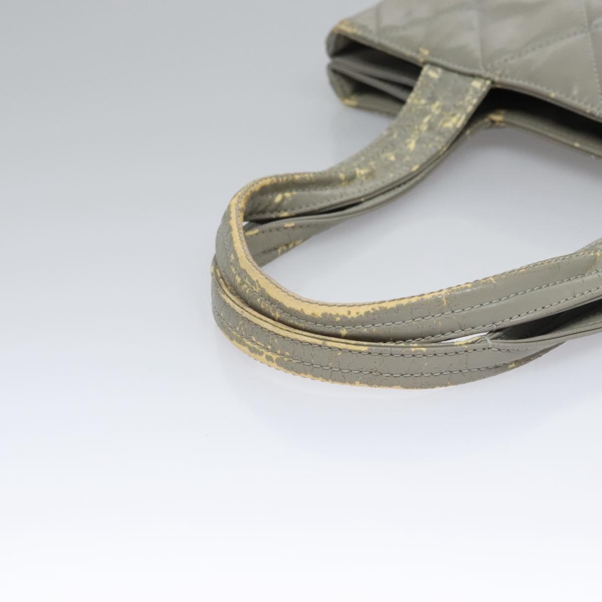 CHANEL Tote Bag Patent leather Gray CC Auth bs22950