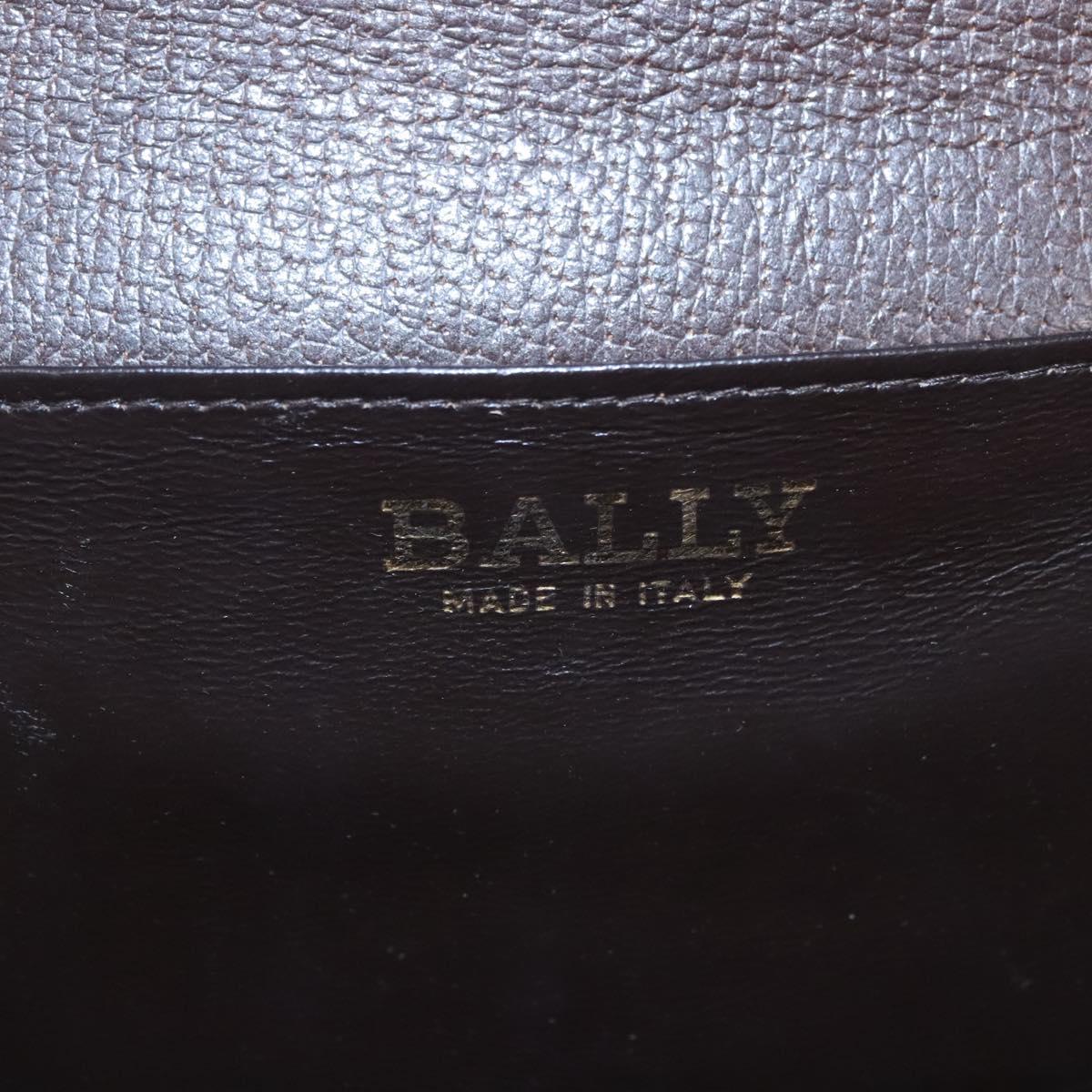 BALLY Chain Shoulder Bag Leather Brown Gold Auth bs22953