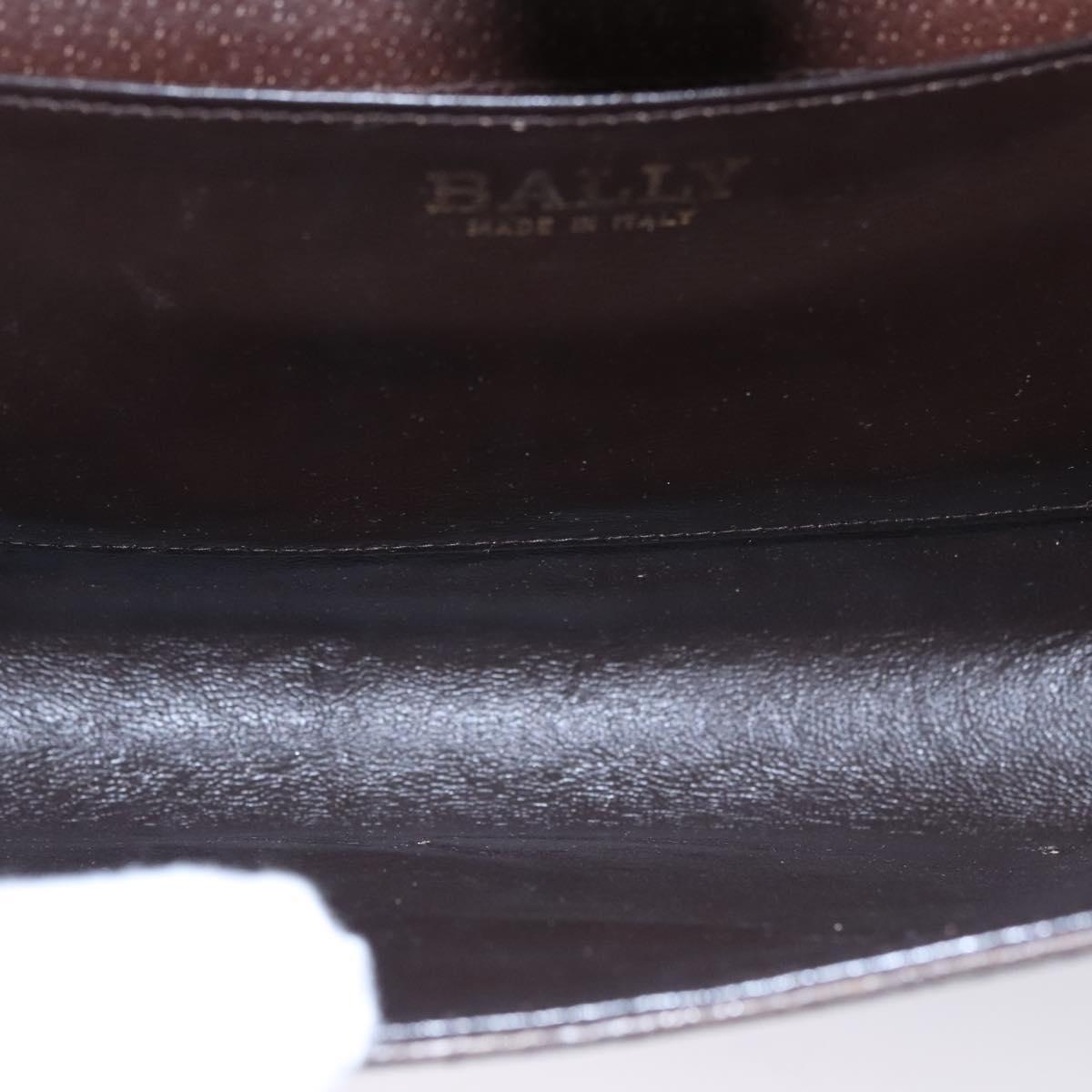 BALLY Chain Shoulder Bag Leather Brown Gold Auth bs22953