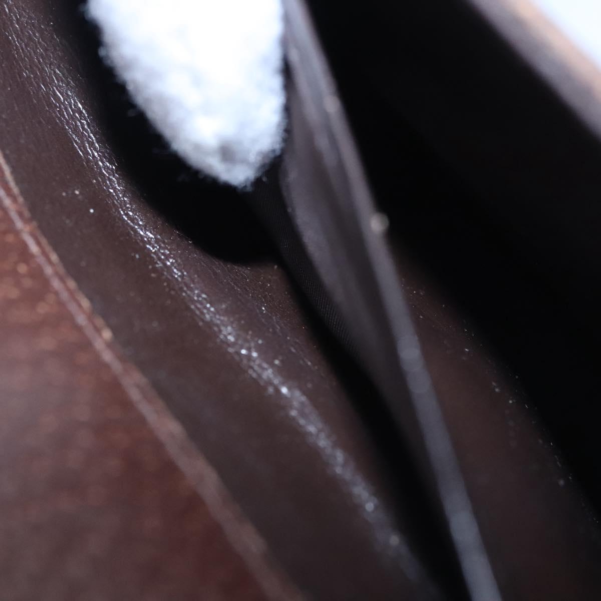 BALLY Chain Shoulder Bag Leather Brown Gold Auth bs22953