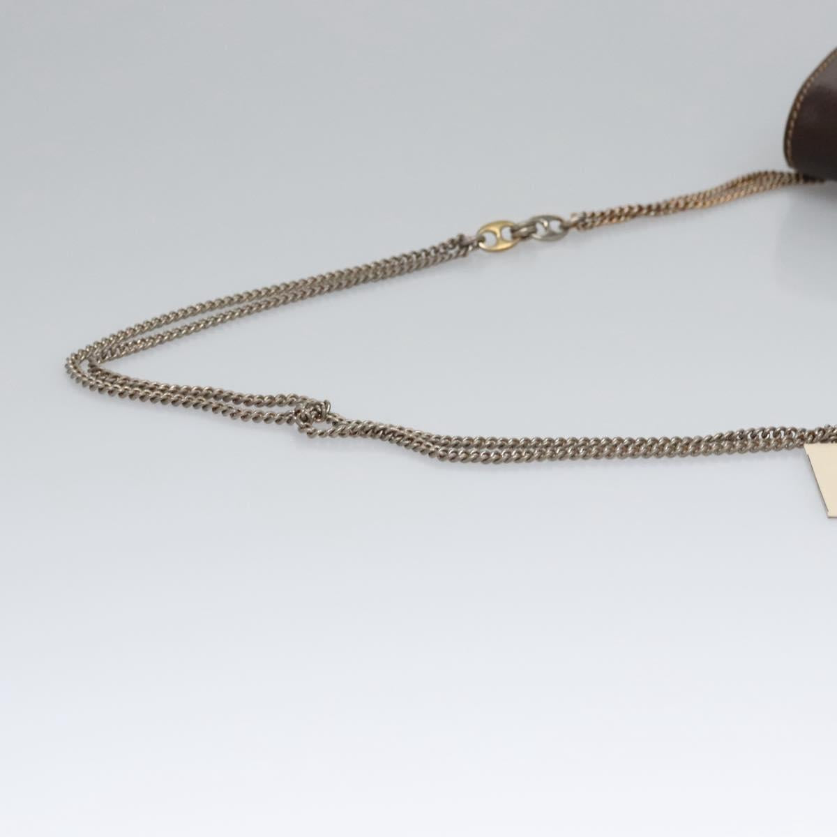 BALLY Chain Shoulder Bag Leather Brown Gold Auth bs22953