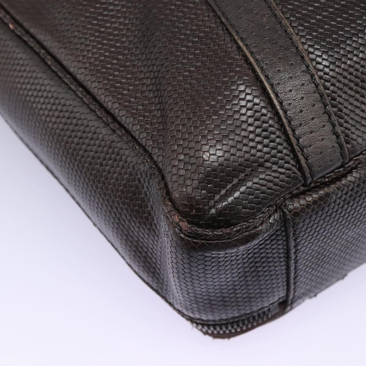 FENDI Hand Bag Leather Brown Auth bs22958
