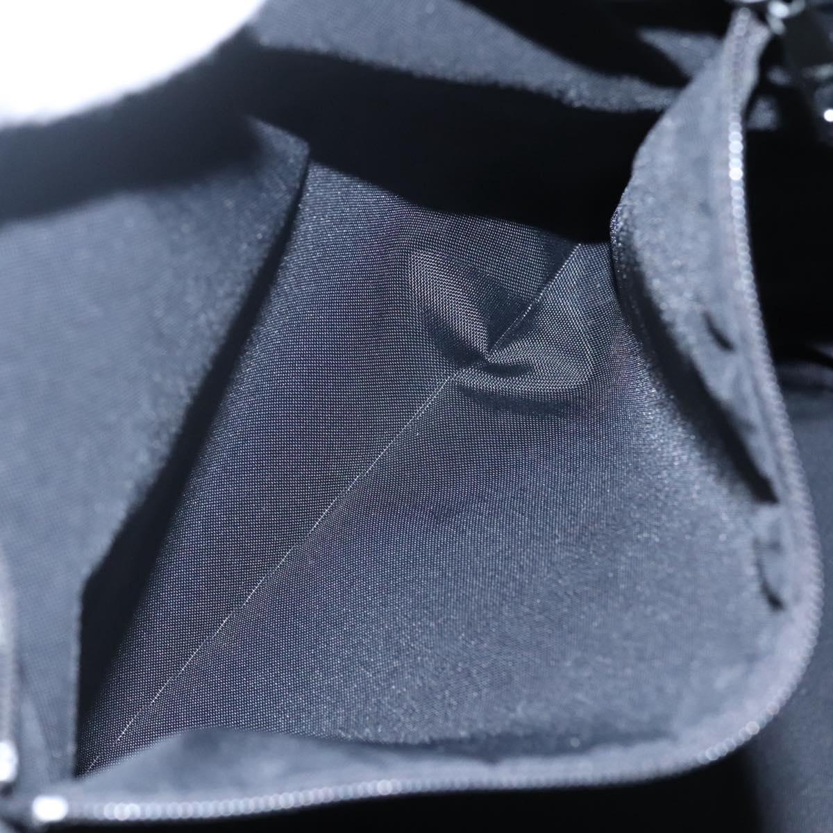 Burberrys Nova Check Blue Label Tote Bag Nylon Black Silver Auth bs22959