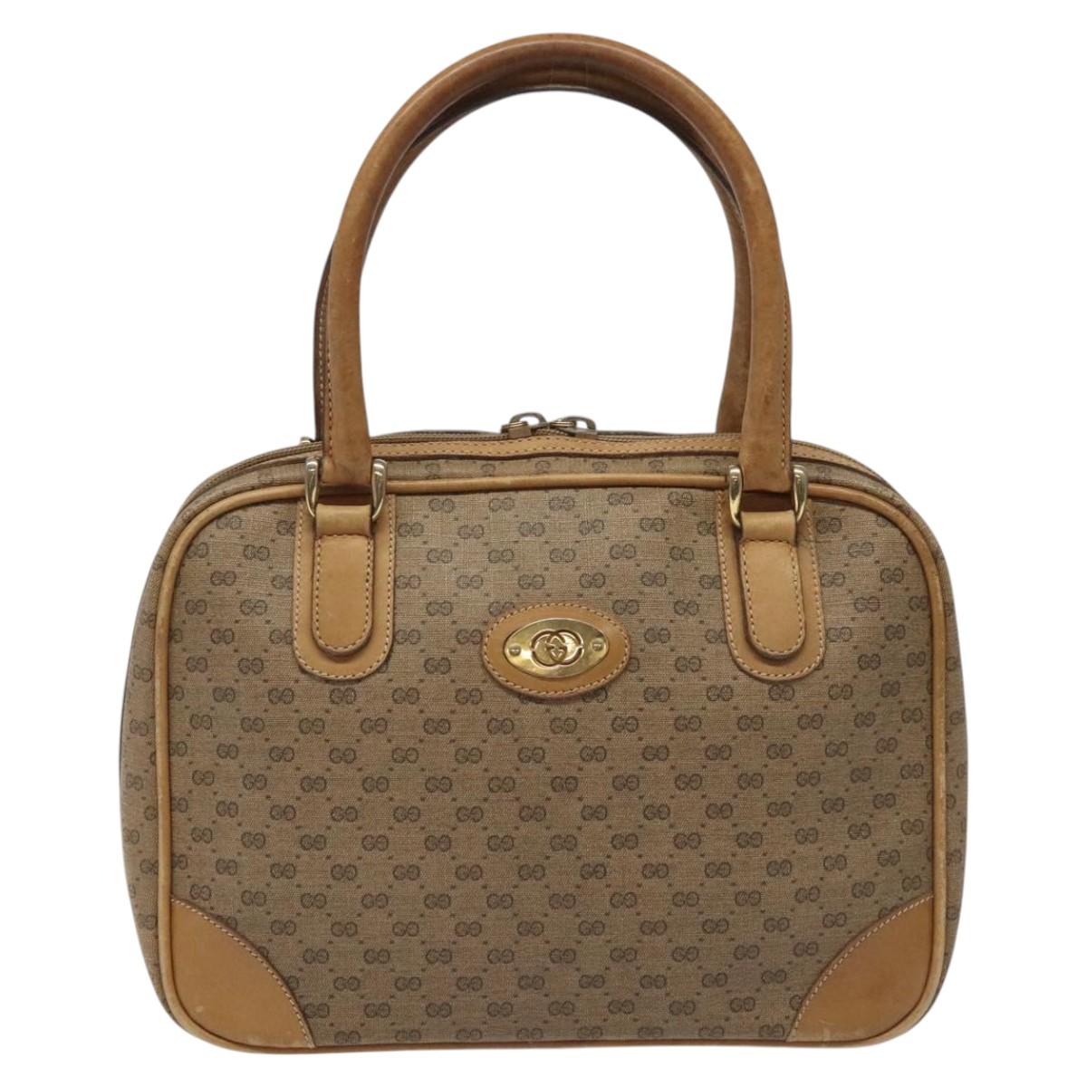 GUCCI Micro GG Supreme Hand Bag PVC Leather Beige Gold 000 39 0030 Auth bs22970