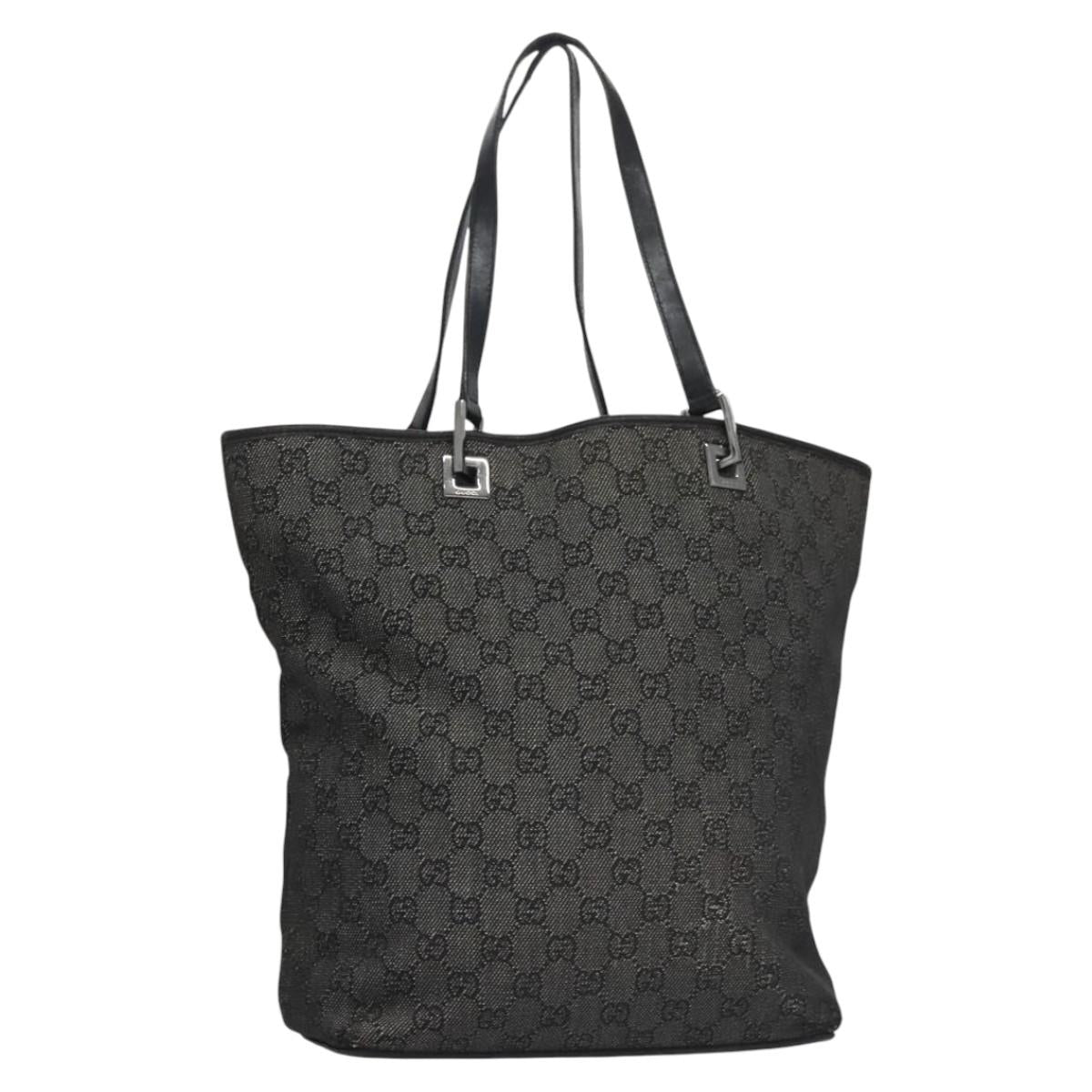 GUCCI GG Canvas Tote Bag Black Silver 31243 Auth bs22975