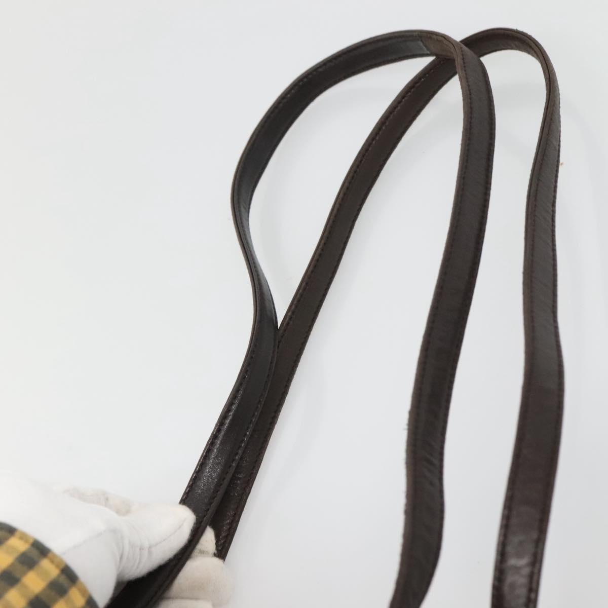 PRADA Tote Bag Nylon Khaki Brown Silver Auth bs22976