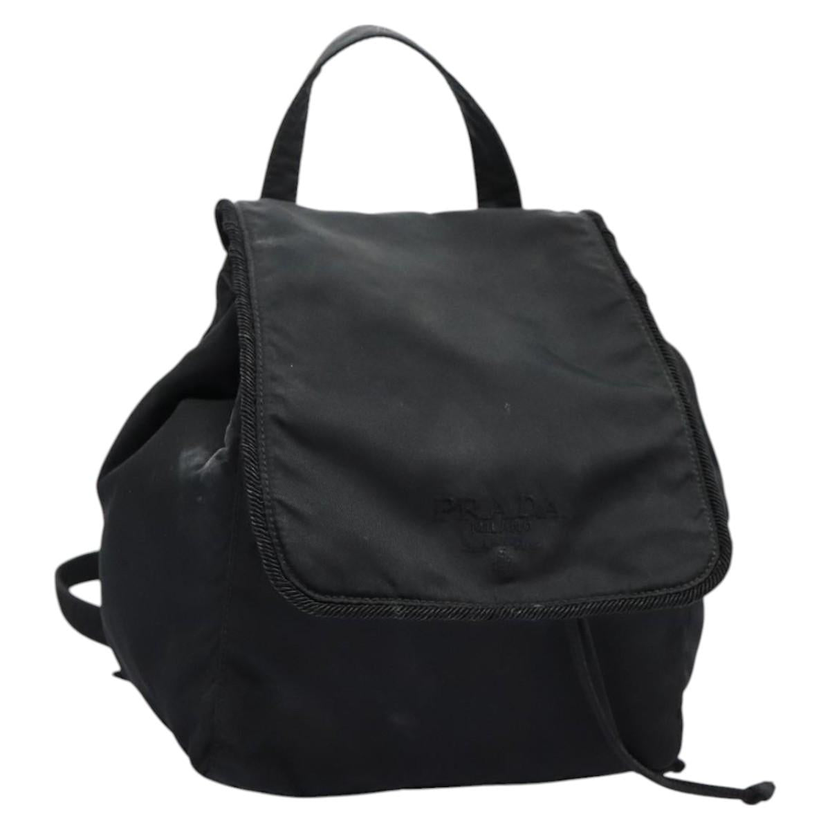 PRADA Backpack Nylon Black Gold Auth bs22978