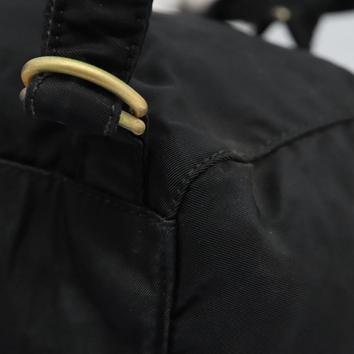 PRADA Backpack Nylon Black Gold Auth bs22978