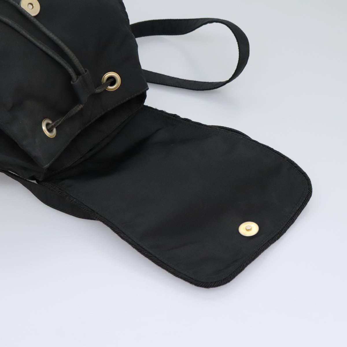 PRADA Backpack Nylon Black Gold Auth bs22978