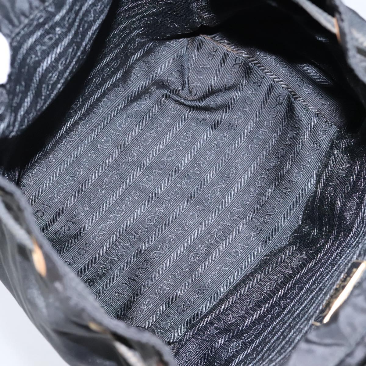 PRADA Backpack Nylon Black Gold Auth bs22978