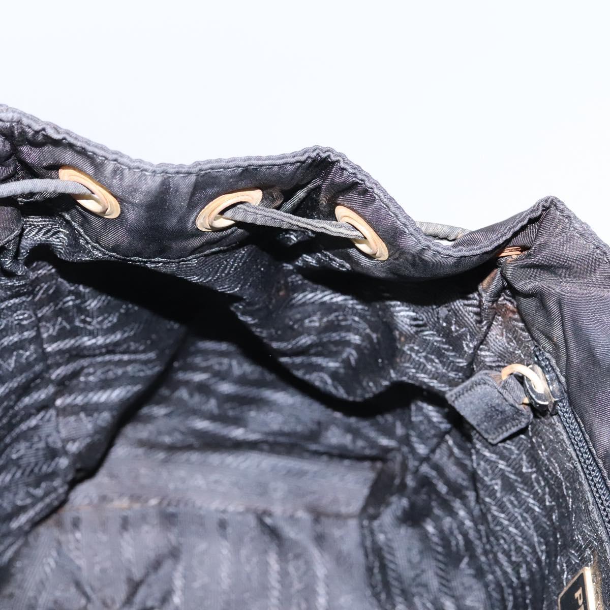 PRADA Backpack Nylon Black Gold Auth bs22978