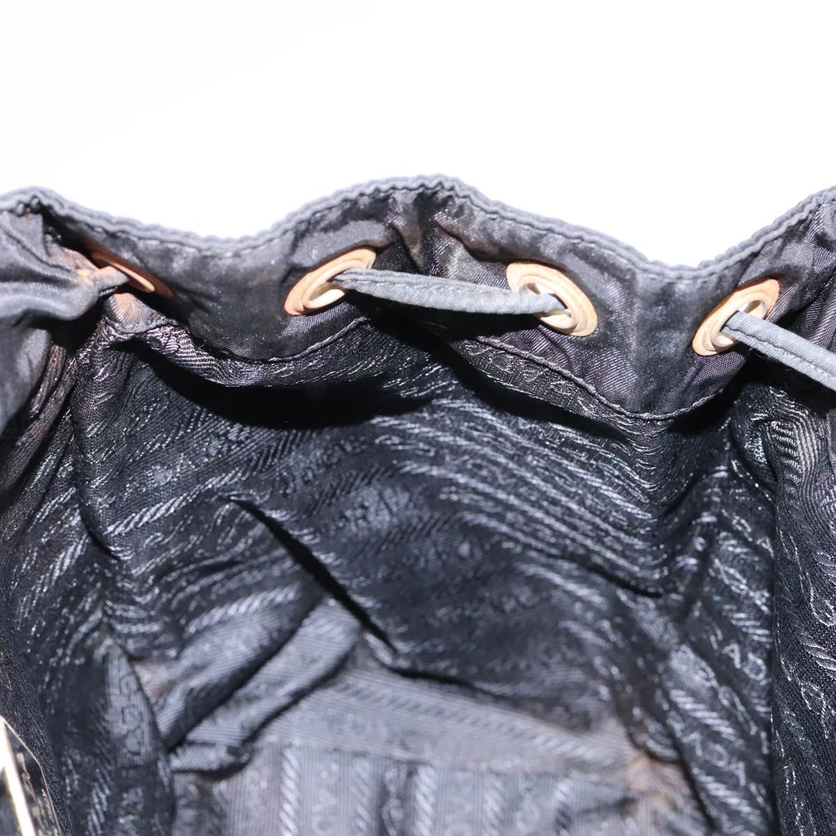 PRADA Backpack Nylon Black Gold Auth bs22978